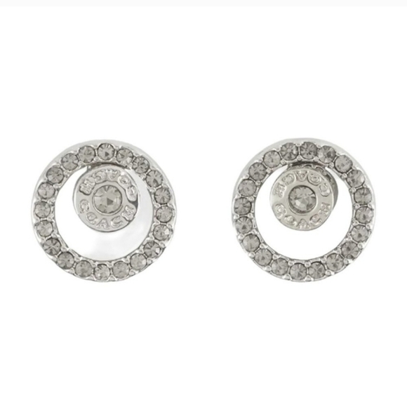 ✨️ COACH CIRCLE HALO STUD EARRINGS CZ SilverTone PLATED NWT ✨️ - Picture 1 of 6